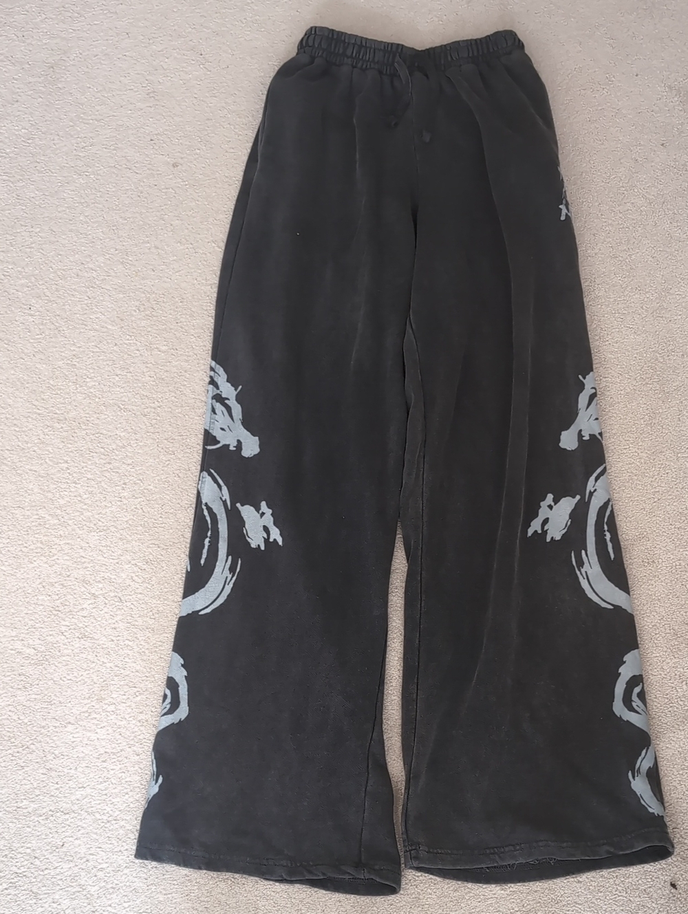 Black Graphic Men’s Lounge Pants with Side Print
